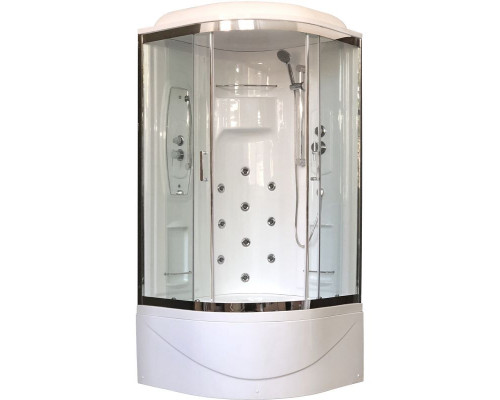 Купить Душевая кабина Royal Bath NRW 90x90 RB90NRW-T-CH с гидромассажем стекло прозрачное задняя стенка Белая в магазине сантехники Santeh-Crystal.ru