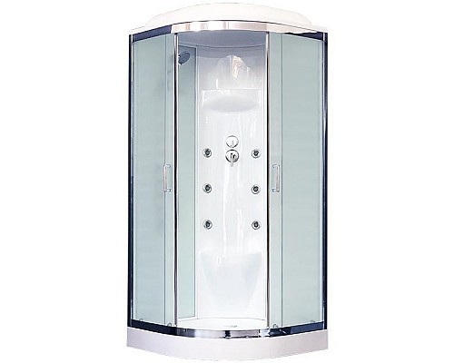 Купить Душевая кабина Royal Bath НК 100x100 RB100HK7-WC-CH с гидромассажем стекло матовое задняя стенка Белая в магазине сантехники Santeh-Crystal.ru