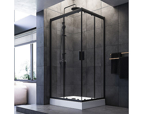 Заказать Душевой уголок AM.PM Gem 100х80 W90G-404-100280-BT профиль Черный матовый стекло прозрачное в магазине сантехники Santeh-Crystal.ru