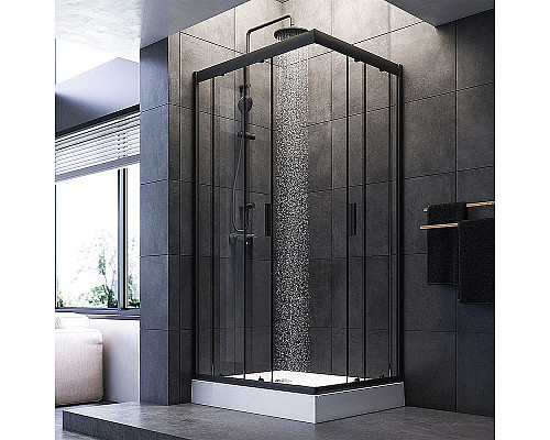 Заказать Душевой уголок AM.PM Gem 100х80 W90G-404-100280-BT профиль Черный матовый стекло прозрачное в магазине сантехники Santeh-Crystal.ru