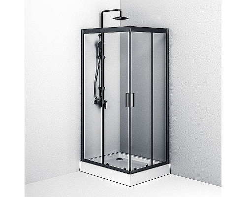 Заказать Душевой уголок AM.PM Gem 100х80 W90G-404-100280-BT профиль Черный матовый стекло прозрачное в магазине сантехники Santeh-Crystal.ru