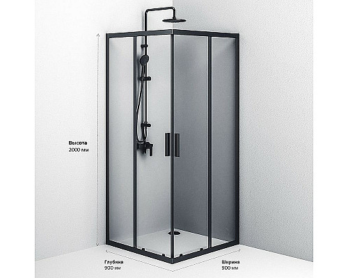 Заказать Душевой уголок AM.PM Gem S 90х90 W93G-403-090BT профиль Черный матовый стекло прозрачное в магазине сантехники Santeh-Crystal.ru