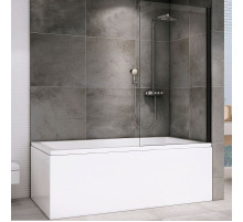 Шторка на ванну Abber Immer Offen 100x140 AG71100B профиль Черный стекло прозрачное