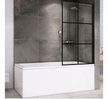 Шторка на ванну Abber Immer Offen 100x140 AG72100B профиль Черный стекло прозрачное