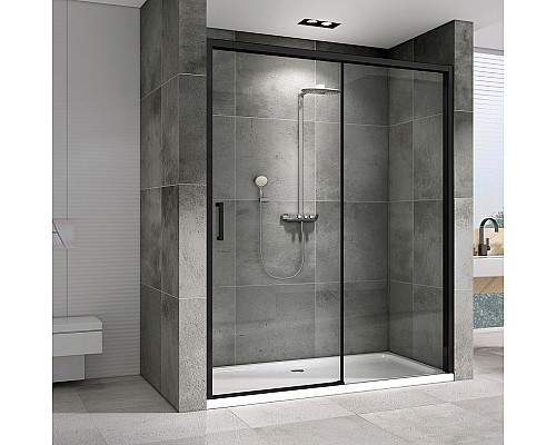 Душевая дверь Abber Komfort 170 AG93170B профиль Черный стекло прозрачное