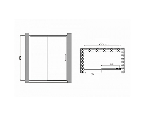 Душевая дверь Abber Komfort 170 AG93170B профиль Черный стекло прозрачное