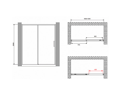 Душевая дверь Abber Komfort 160 AG93160B профиль Черный стекло прозрачное