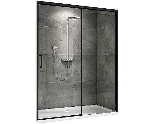 Душевая дверь Abber Komfort 160 AG93160B профиль Черный стекло прозрачное