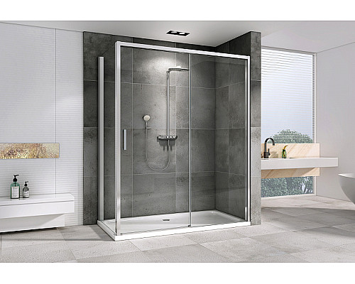 Душевой уголок Abber Komfort 130x100 AG93130-S102 профиль Хром стекло прозрачное Душевой уголок Abber Komfort 130x100 AG93130-S102 профиль Хром стекло прозрачное