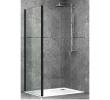 Душевая перегородка Abber S80B 80x190 профиль Черный стекло прозрачное