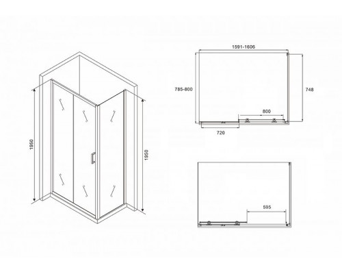 Заказать Душевой уголок Abber Schwarzer Diamant 160х80 AG30160BH-S80B профиль Черный стекло прозрачное в магазине сантехники Santeh-Crystal.ru