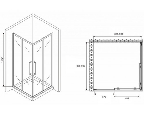 Заказать Душевой уголок Abber Schwarzer Diamant 90x90 AG02090H профиль Хром стекло прозрачное в магазине сантехники Santeh-Crystal.ru