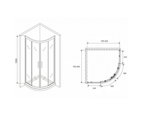 Приобрести Душевой уголок Abber Schwarzer Diamant 80x80 AG01080M профиль Хром стекло матовое в магазине сантехники Santeh-Crystal.ru