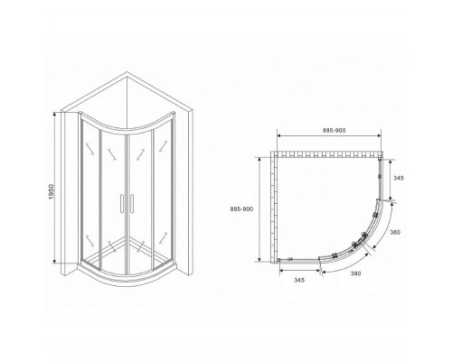 Приобрести Душевой уголок Abber Schwarzer Diamant 90x90 AG01090M профиль Хром стекло матовое в магазине сантехники Santeh-Crystal.ru
