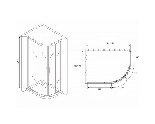 Приобрести Душевой уголок Abber Schwarzer Diamant 120x90 AG01129B профиль Черный стекло прозрачное в магазине сантехники Santeh-Crystal.ru