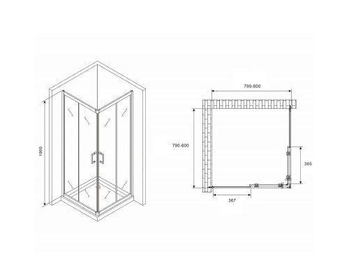 Купить Душевой уголок Abber Schwarzer Diamant 80x80 AG020805 профиль Хром стекло прозрачное в магазине сантехники Santeh-Crystal.ru