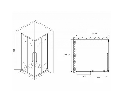 Заказать Душевой уголок Abber Schwarzer Diamant 80x80 AG02080MH профиль Хром стекло матовое в магазине сантехники Santeh-Crystal.ru