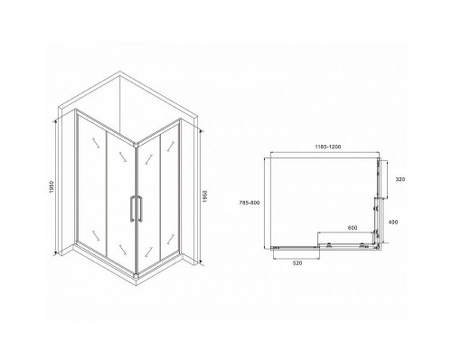 Приобрести Душевой уголок Abber Schwarzer Diamant 120x80 AG02128H профиль Хром стекло прозрачное в магазине сантехники Santeh-Crystal.ru