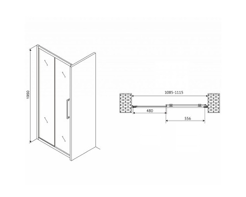 Приобрести Душевая дверь Abber Schwarzer Diamant 110 AG30110MH профиль Хром стекло матовое в магазине сантехники Santeh-Crystal.ru