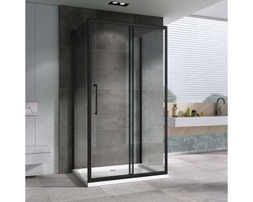 Приобрести Душевой уголок Abber Schwarzer Diamant 150x75 AG30150BH-S75B-S75B профиль Черный стекло прозрачное в магазине сантехники Santeh-Crystal.ru