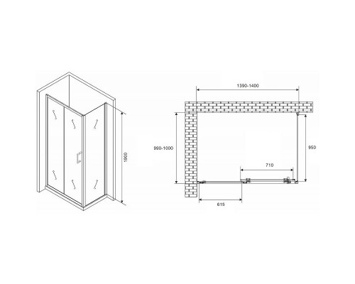 Приобрести Душевой уголок Abber Schwarzer Diamant 140x100 AG301405-S1005 профиль Хром стекло прозрачное в магазине сантехники Santeh-Crystal.ru