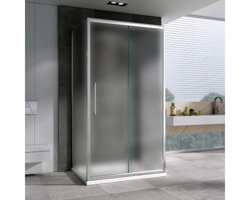 Приобрести Душевой уголок Abber Schwarzer Diamant 130x85 AG30130MH-S85M-S85M профиль Хром стекло матовое в магазине сантехники Santeh-Crystal.ru