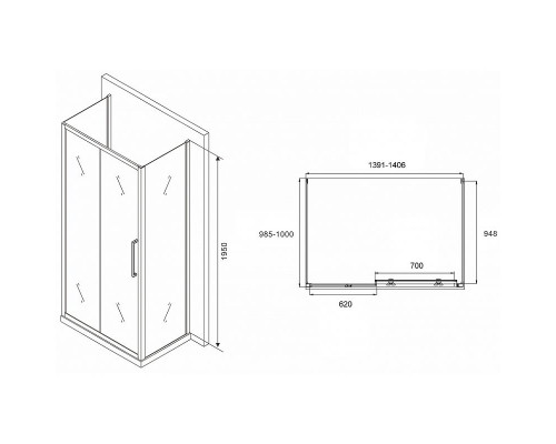 Заказать Душевой уголок Abber Schwarzer Diamant 140x100 AG30140MH-S100M-S100M профиль Хром стекло матовое в магазине сантехники Santeh-Crystal.ru