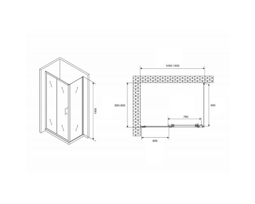 Приобрести Душевой уголок Abber Schwarzer Diamant 150x90 AG30150B5-S90B5 профиль Черный стекло прозрачное в магазине сантехники Santeh-Crystal.ru