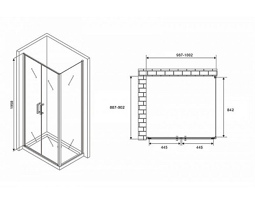 Заказать Душевой уголок Abber Sonnenstrand 100x90 AG04100C-S90 профиль Хром стекло прозрачное в магазине сантехники Santeh-Crystal.ru