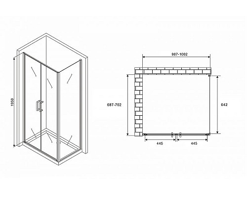 Купить Душевой уголок Abber Sonnenstrand 100x70 AG04100BC-S70B профиль Черный стекло прозрачное в магазине сантехники Santeh-Crystal.ru