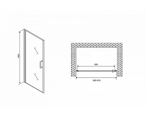 Купить Душевая дверь Abber Sonnenstrand 90 AG04090B профиль Черный стекло прозрачное в магазине сантехники Santeh-Crystal.ru