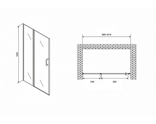 Купить Душевая дверь Abber Sonnenstrand 100 AG04100S профиль Хром стекло прозрачное в магазине сантехники Santeh-Crystal.ru