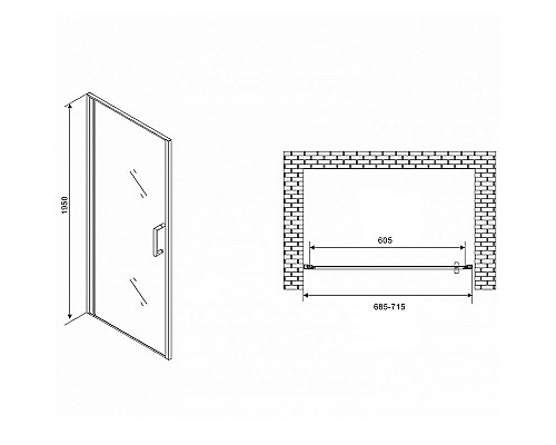 Приобрести Душевая дверь Abber Sonnenstrand 70 AG04070M профиль Хром стекло матовое в магазине сантехники Santeh-Crystal.ru