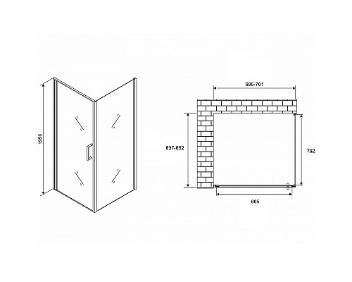 Заказать Душевой уголок Abber Sonnenstrand 70x85 AG04070-S85 профиль Хром стекло прозрачное в магазине сантехники Santeh-Crystal.ru