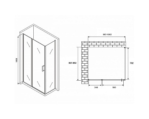 Купить Душевой уголок Abber Sonnenstrand 100x85 AG04100S-S85 профиль Хром стекло прозрачное в магазине сантехники Santeh-Crystal.ru