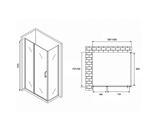 Заказать Душевой уголок Abber Sonnenstrand 130х75 AG04130S-S75 профиль Хром стекло прозрачное в магазине сантехники Santeh-Crystal.ru