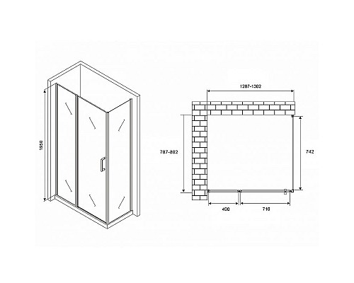 Купить Душевой уголок Abber Sonnenstrand 130х80 AG04130S-S80 профиль Хром стекло прозрачное в магазине сантехники Santeh-Crystal.ru