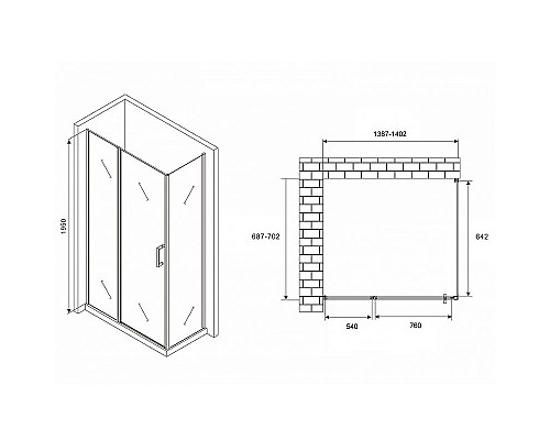 Купить Душевой уголок Abber Sonnenstrand 140х70 AG04140S-S70 профиль Хром стекло прозрачное в магазине сантехники Santeh-Crystal.ru