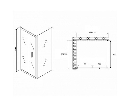 Купить Душевой уголок Abber Sonnenstrand 110х75 AG07110-S75 профиль Хром стекло прозрачное в магазине сантехники Santeh-Crystal.ru