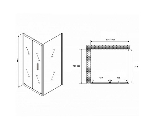 Купить Душевой уголок Abber Sonnenstrand 100х80 AG07100B-S80B профиль Черный стекло прозрачное в магазине сантехники Santeh-Crystal.ru