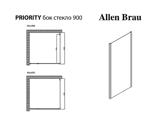 Приобрести Душевая стенка Allen Brau Priority 90 3.31017.BA профиль Серебро брашированное стекло прозрачное в магазине сантехники Santeh-Crystal.ru