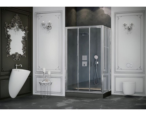 Купить Душевой уголок Ambassador Forsa 100х80 17021101NX-80NX профиль Хром стекло прозрачное в магазине сантехники Santeh-Crystal.ru