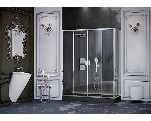 Купить Душевой уголок Ambassador Forsa 180х70 17021113AX-70AX профиль Хром стекло прозрачное в магазине сантехники Santeh-Crystal.ru