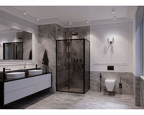 Приобрести Душевая стенка Ambassador Forsa 80 80ABB профиль Черный стекло тонированное в магазине сантехники Santeh-Crystal.ru