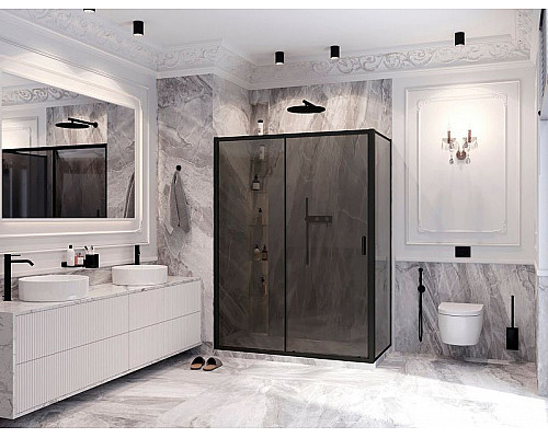 Приобрести Душевая стенка Ambassador Forsa 80 80ABB профиль Черный стекло тонированное в магазине сантехники Santeh-Crystal.ru