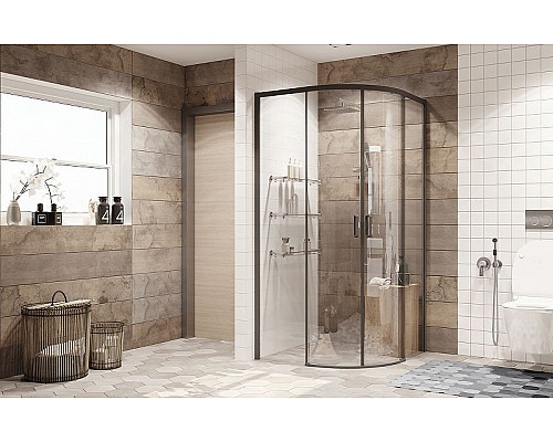 Купить Душевой уголок Ambassador Queen 100х100 11011202Black профиль Черный стекло прозрачное в магазине сантехники Santeh-Crystal.ru