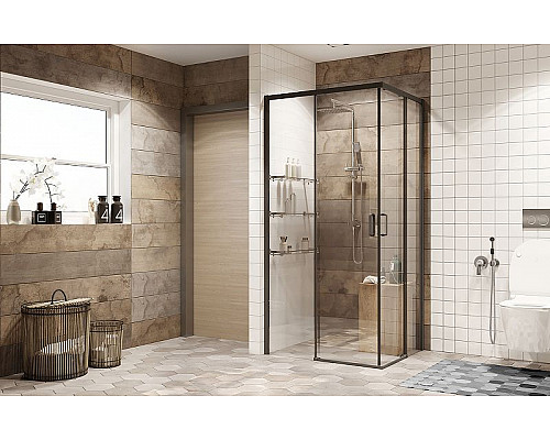 Купить Душевой уголок Ambassador Queen 90х90 11011203Black профиль Черный стекло прозрачное в магазине сантехники Santeh-Crystal.ru