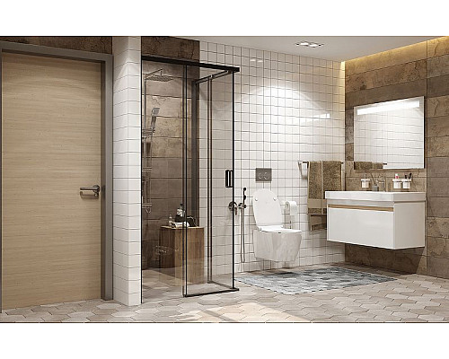 Купить Душевой уголок Ambassador Queen 90х90 11011203Black профиль Черный стекло прозрачное в магазине сантехники Santeh-Crystal.ru