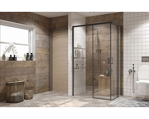 Заказать Душевой уголок Ambassador Queen 120х80 11011205LBlack профиль Черный стекло прозрачное в магазине сантехники Santeh-Crystal.ru