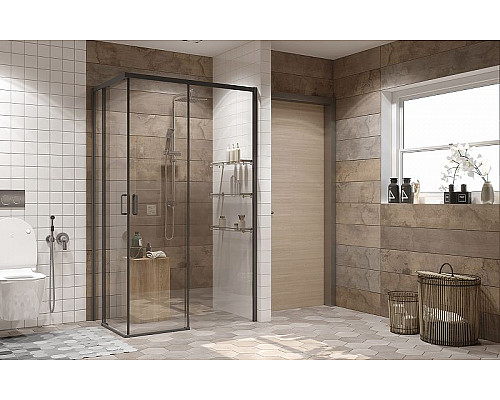 Приобрести Душевой уголок Ambassador Queen 120х80 11011205RBlack профиль Черный стекло прозрачное в магазине сантехники Santeh-Crystal.ru